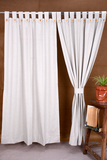 Puro Collection Curtains in Loop pattern PolyCotton fabric with minimal Textures in Silvergrey Colour.