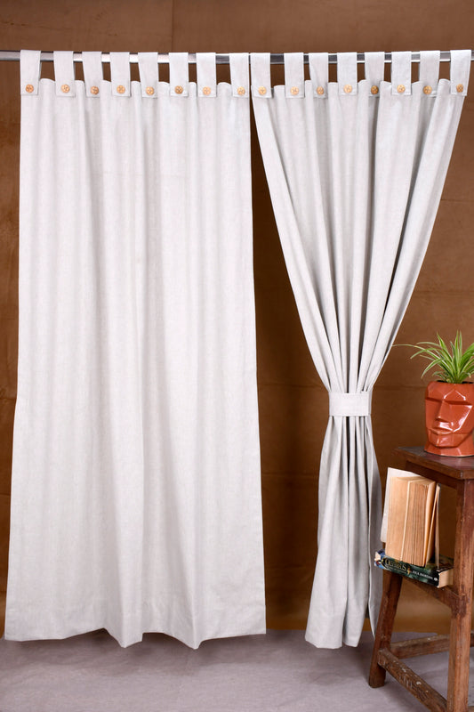 Puro Collection Curtains in Loop pattern PolyCotton fabric with minimal Textures in Silvergrey Colour.