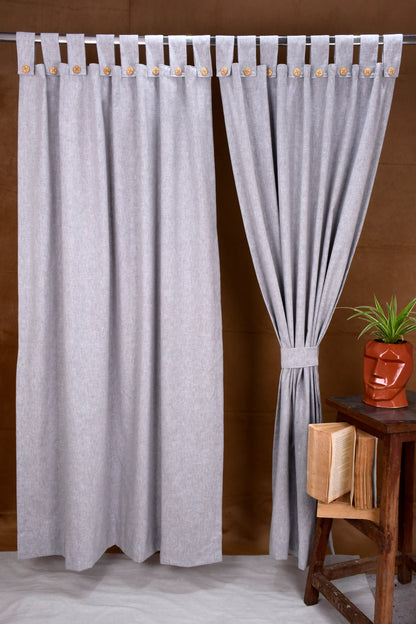 Puro Collection Curtains in Loop pattern PolyCotton fabric with minimal Textures in Flint Grey Colour.