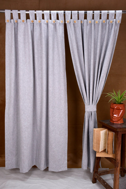 Puro Collection Curtains in Loop pattern PolyCotton fabric with minimal Textures in Flint Grey Colour.