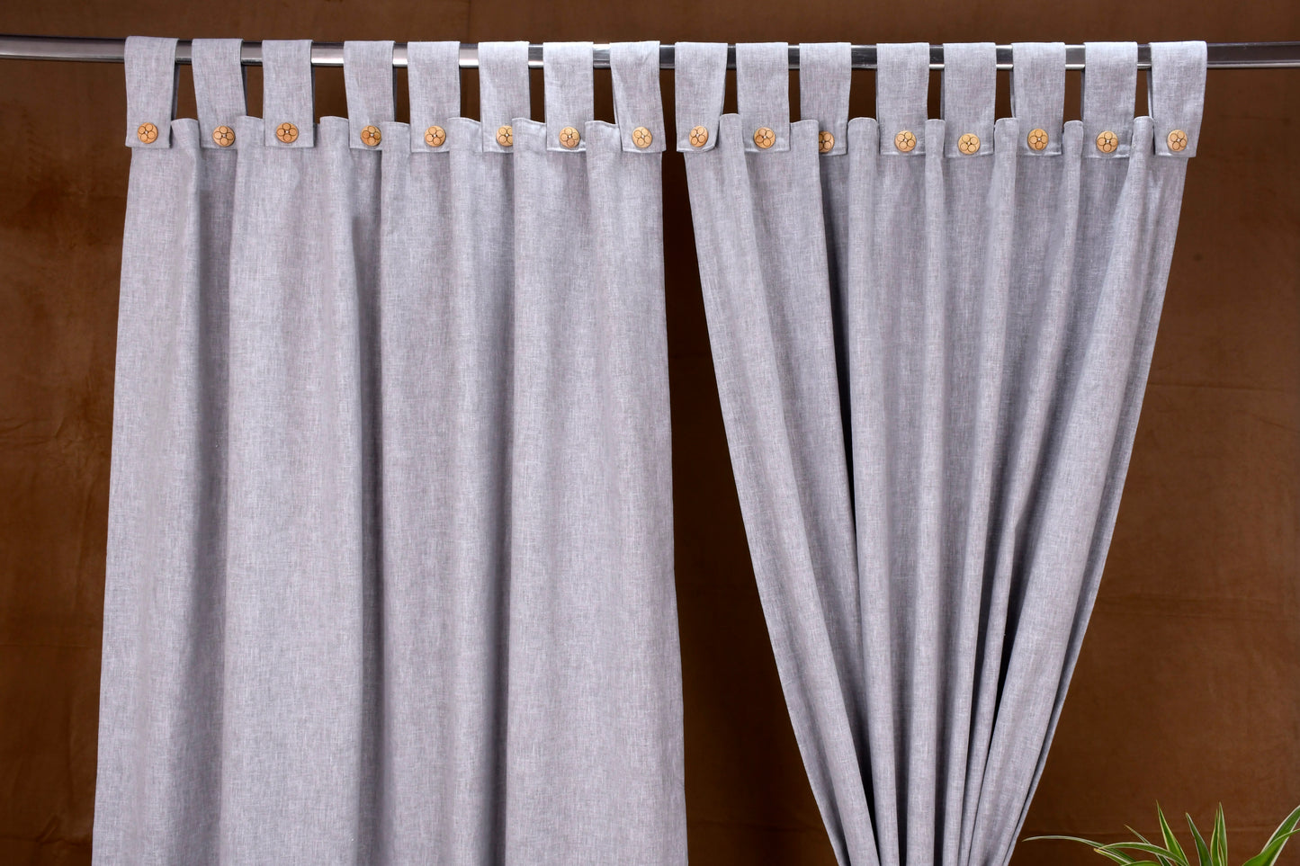 Puro Collection Curtains in Loop pattern PolyCotton fabric with minimal Textures in Flint Grey Colour.