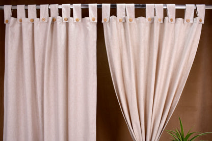 Puro Collection Curtains in Loop pattern PolyCotton fabric with minimal Textures in Beige Colour.