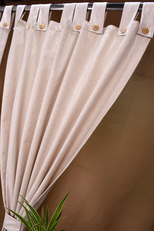 Puro Collection Curtains in Loop pattern PolyCotton fabric with minimal Textures in Beige Colour.