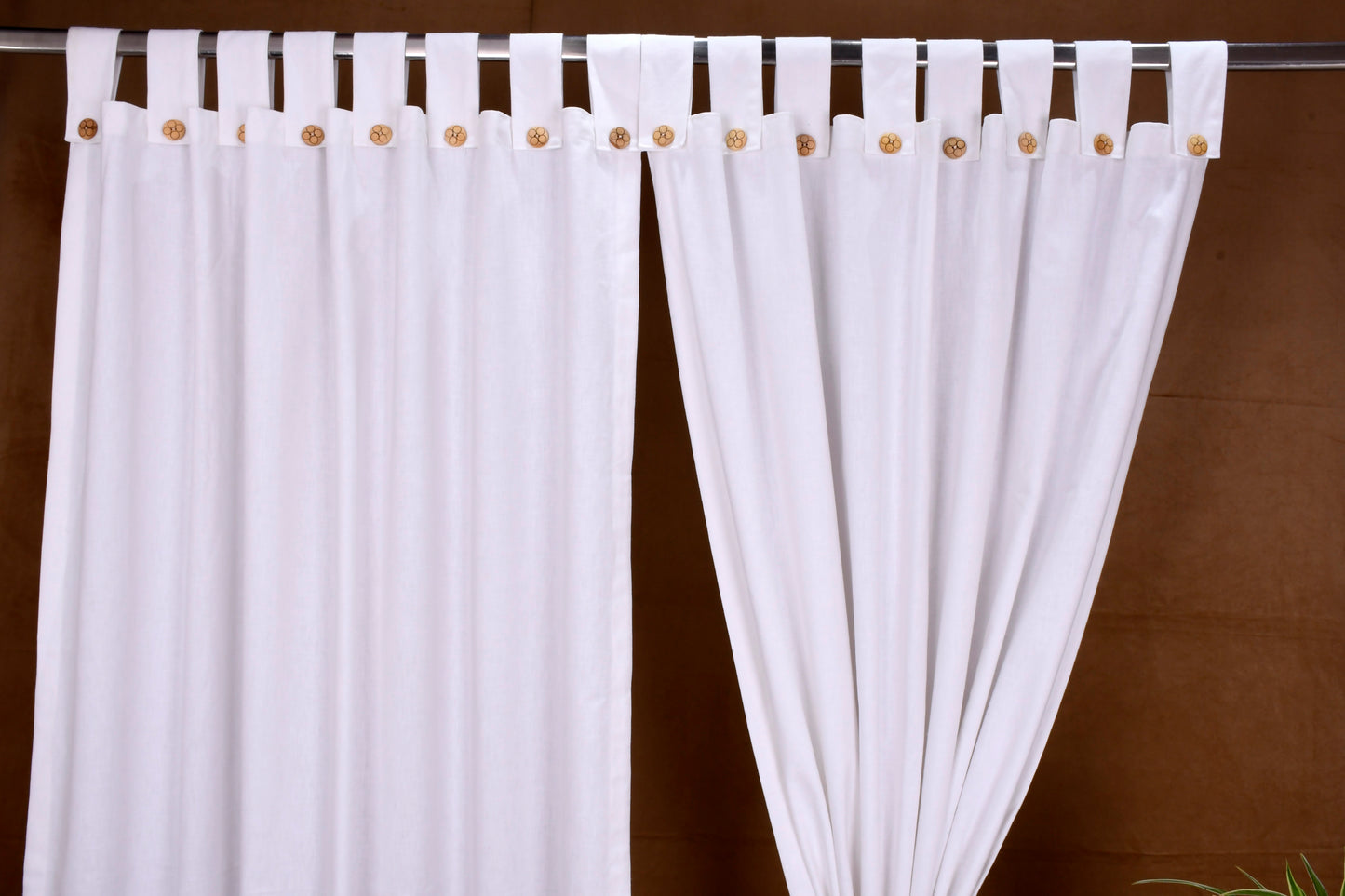 Puro Collection Curtains in Loop pattern PolyCotton fabric with minimal Textures in White Colour.