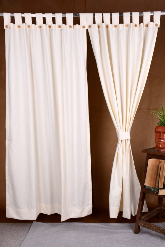 Puro Collection Curtains in Loop pattern PolyCotton fabric with minimal Textures in Cream Colour.