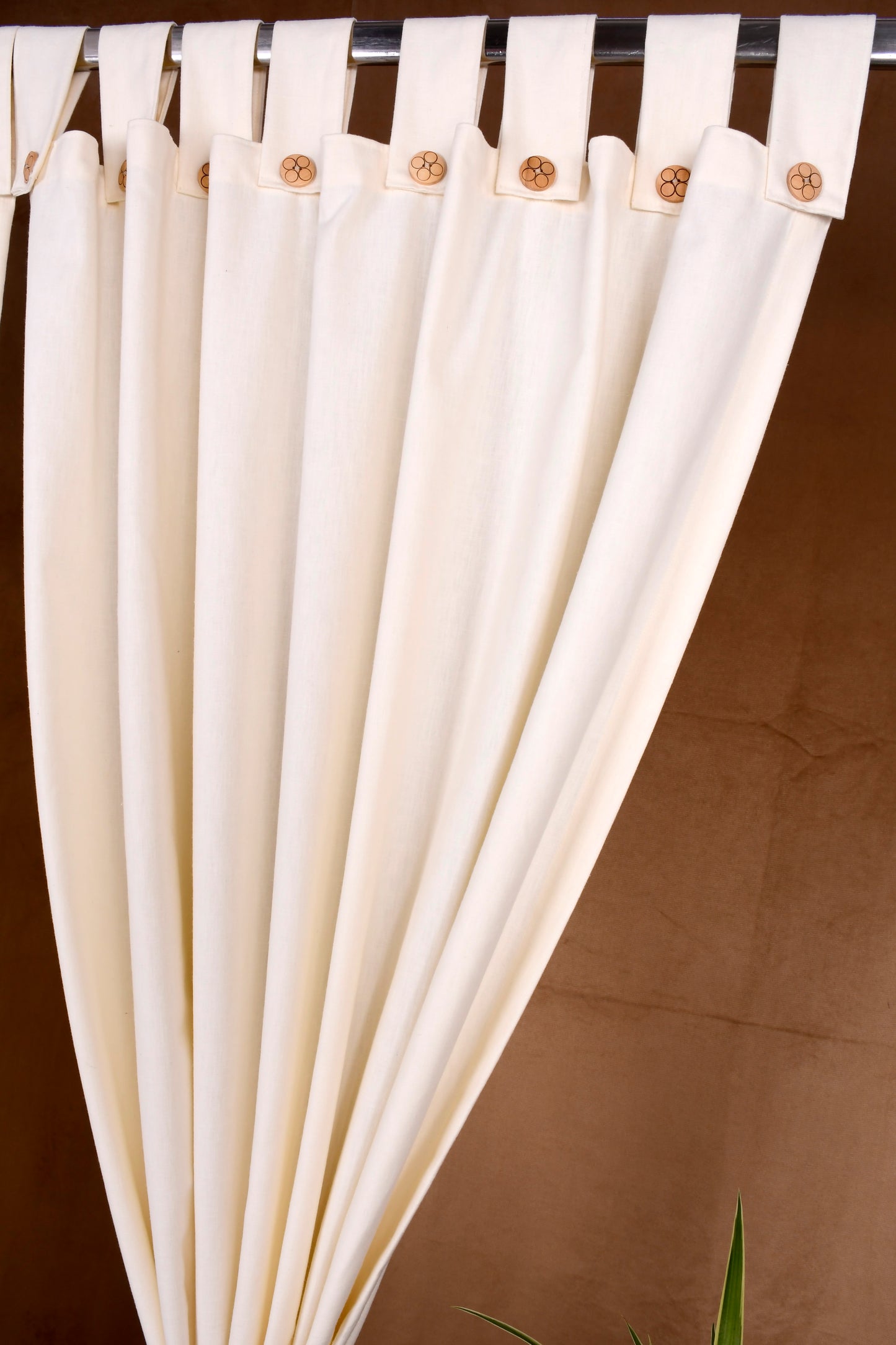 Puro Collection Curtains in Loop pattern PolyCotton fabric with minimal Textures in Cream Colour.