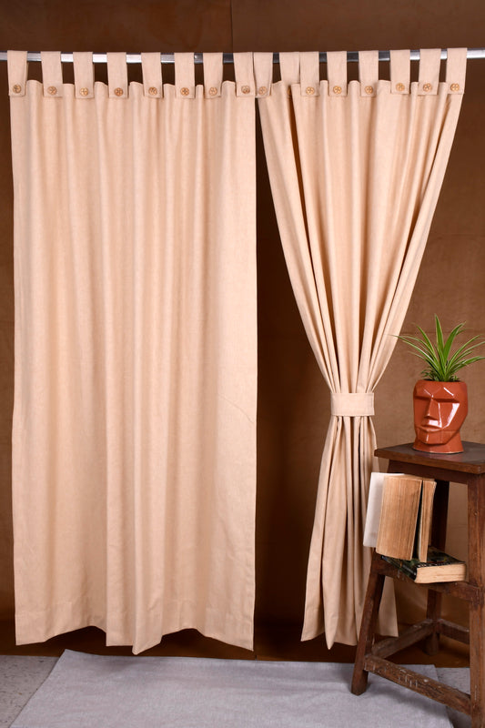 Puro Collection Curtains in Loop pattern PolyCotton fabric with minimal Textures in Latte Brown Colour.