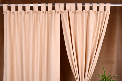 Puro Collection Curtains in Loop pattern PolyCotton fabric with minimal Textures in Latte Brown Colour.