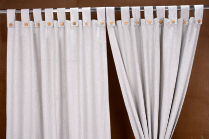 Puro Collection Curtains in Loop pattern PolyCotton fabric with minimal Textures in Silvergrey Colour.