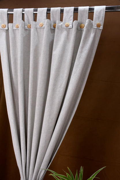 Puro Collection Curtains in Loop pattern PolyCotton fabric with minimal Textures in Silvergrey Colour.