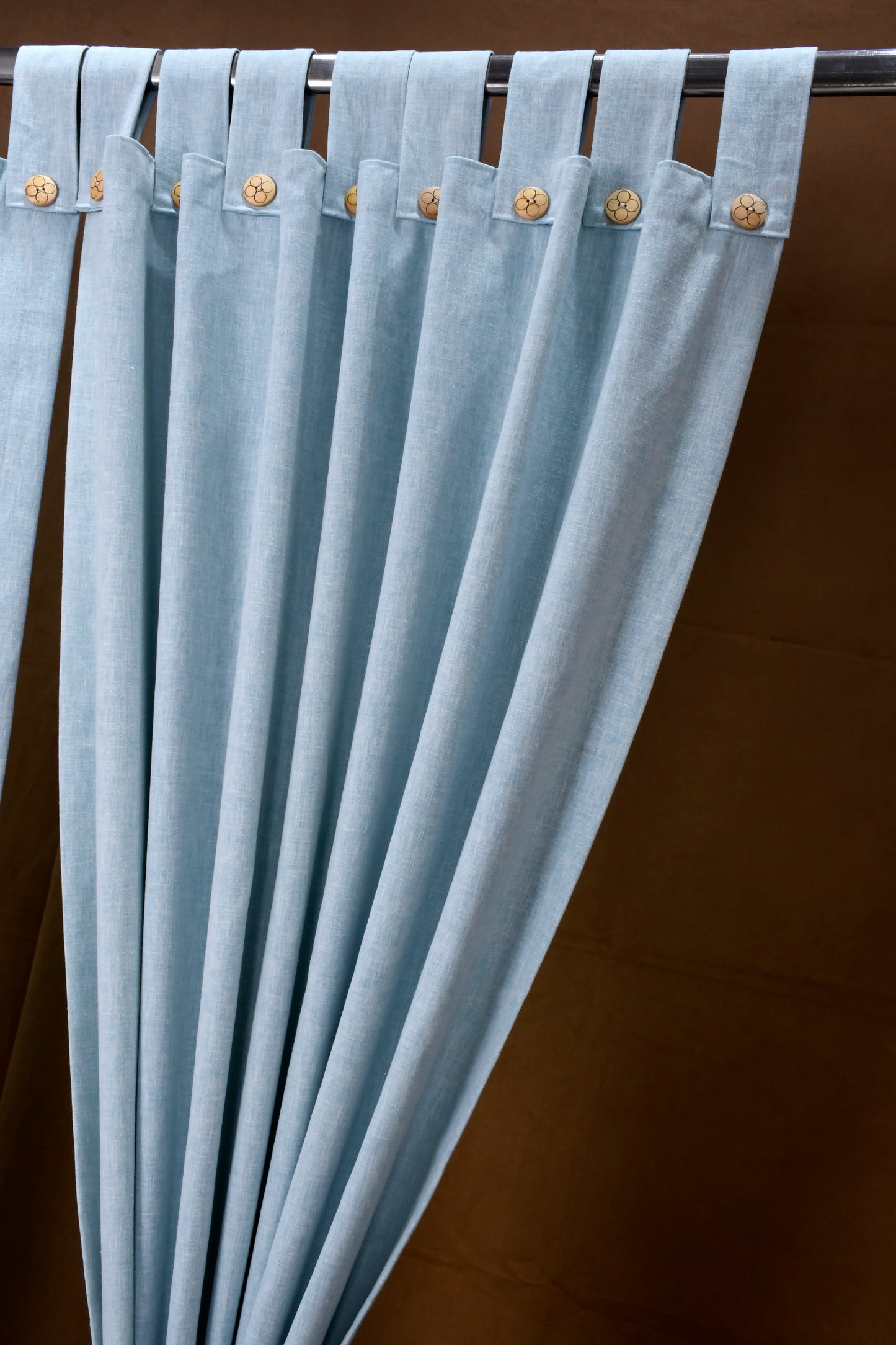 Puro Collection Curtains in Loop pattern PolyCotton fabric with minimal Textures in Sky Blue Colour.