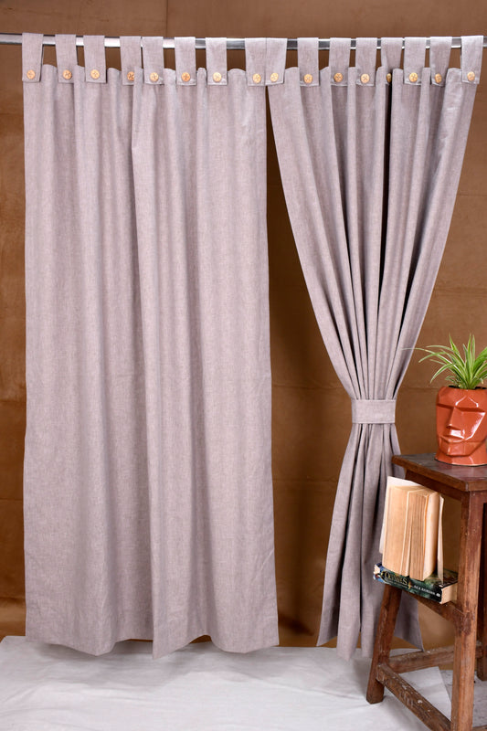 Puro Collection Curtains in Loop pattern PolyCotton fabric with minimal Textures in Cement Grey Colour.