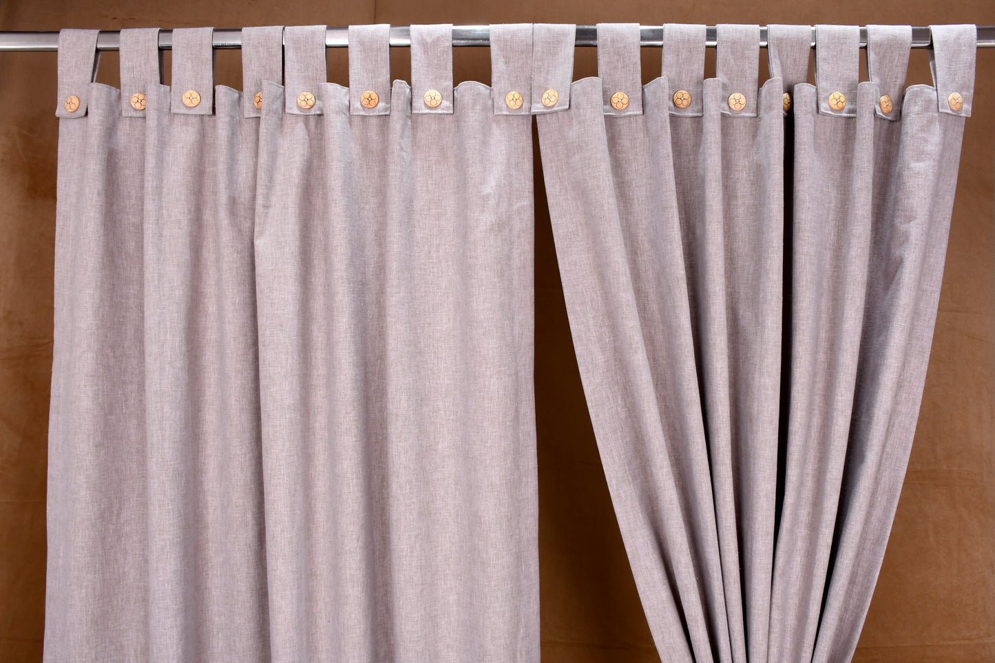 Puro Collection Curtains in Loop pattern PolyCotton fabric with minimal Textures in Cement Grey Colour.