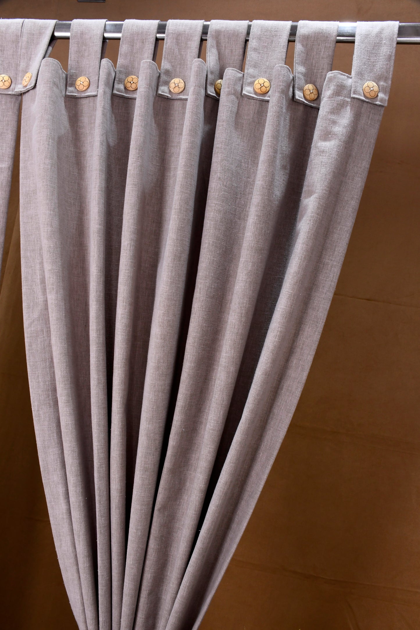 Puro Collection Curtains in Loop pattern PolyCotton fabric with minimal Textures in Cement Grey Colour.