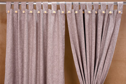 Puro Collection Curtains in Loop pattern PolyCotton fabric with minimal Textures in Tortilla Brown Colour.