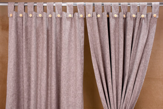 Puro Collection Curtains in Loop pattern PolyCotton fabric with minimal Textures in Tortilla Brown Colour.