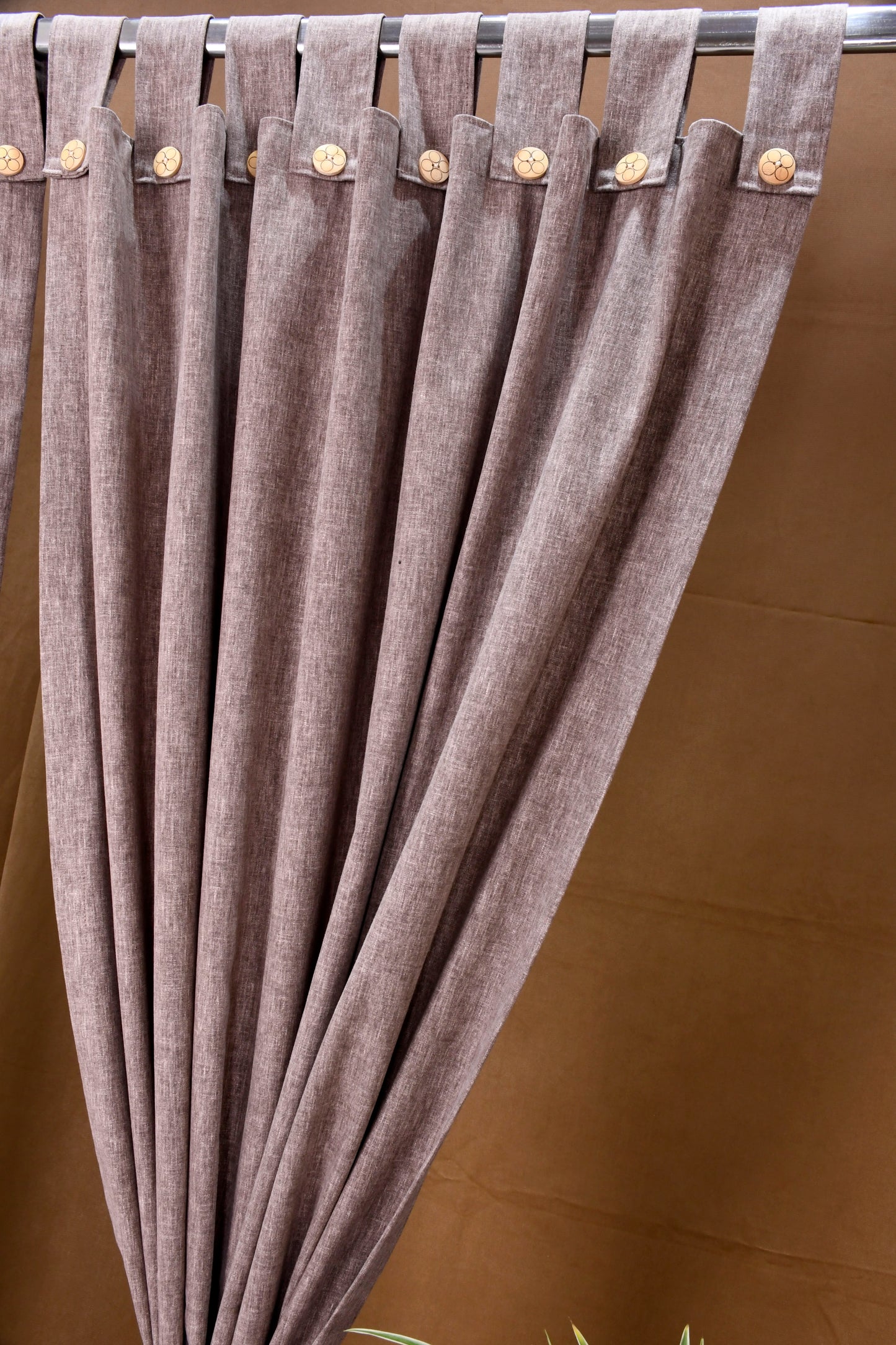 Puro Collection Curtains in Loop pattern PolyCotton fabric with minimal Textures in Tortilla Brown Colour.