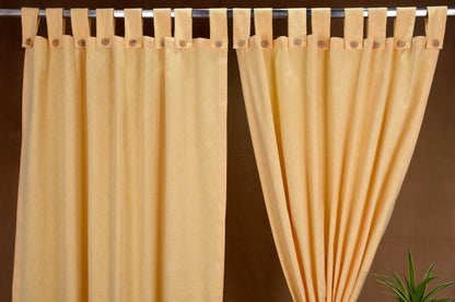 Puro Collection Curtains in Loop pattern PolyCotton fabric with minimal Textures in Yellow Colour.