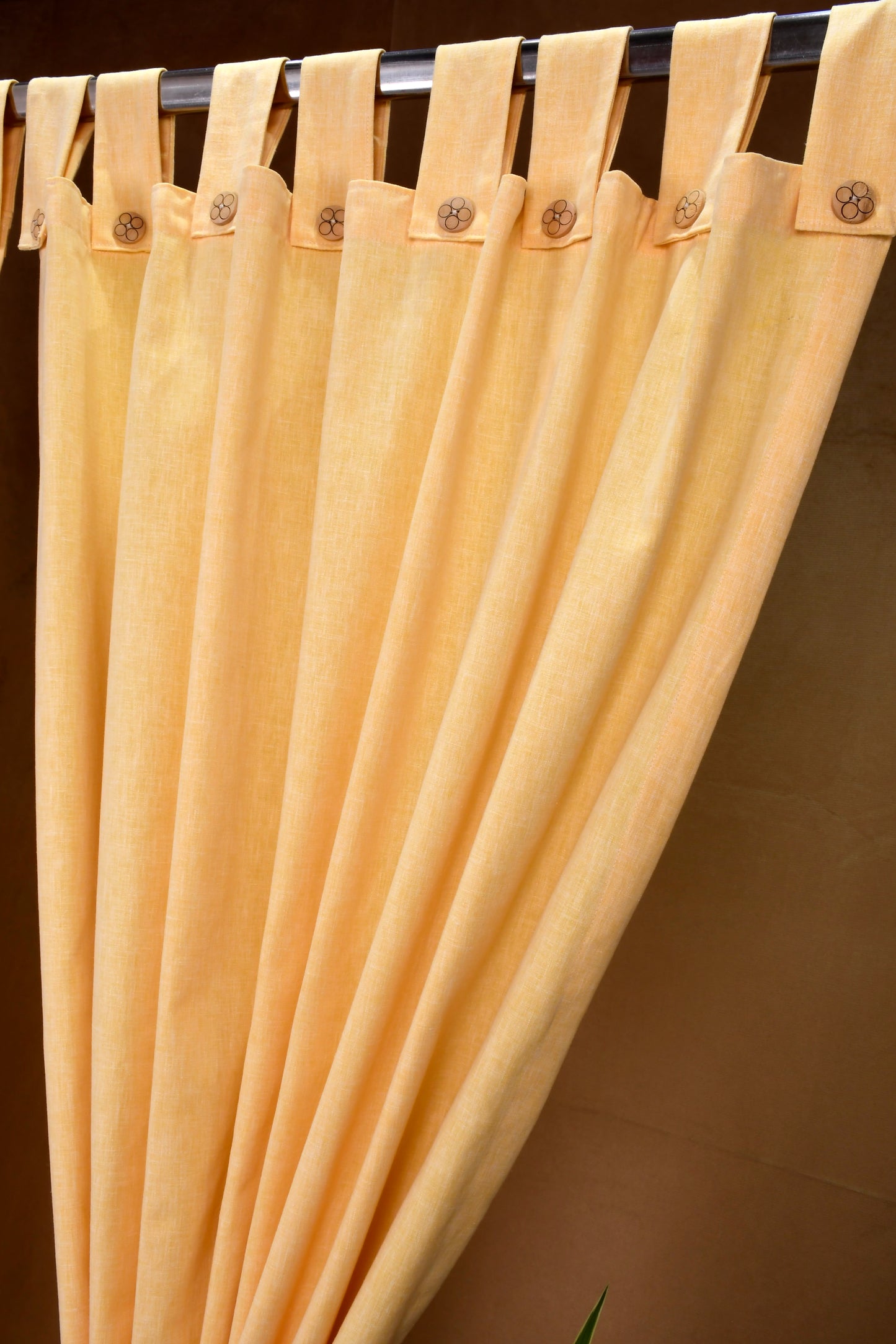Puro Collection Curtains in Loop pattern PolyCotton fabric with minimal Textures in Yellow Colour.