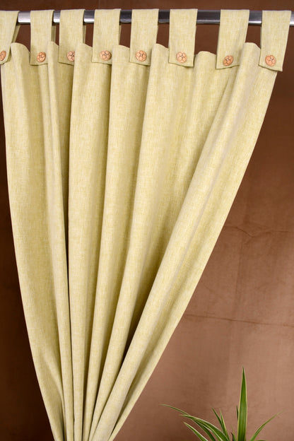 Puro Collection Curtains in Loop pattern PolyCotton fabric with minimal Textures in Pista Green Colour.