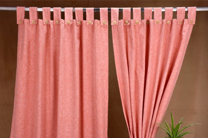 Puro Collection Curtains in Loop pattern PolyCotton fabric with minimal Textures in Khakhi Red Colour.